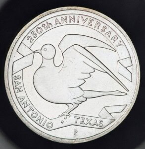 1968 HemisFair Silver – 250th Anniversary of San Antonio, Texas reverse
