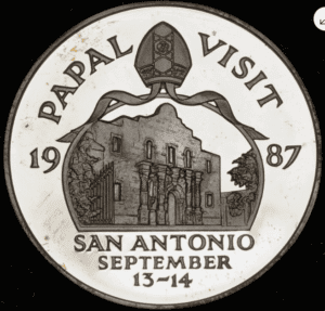 1987 Papal Visit to Texas Silver Round reverse