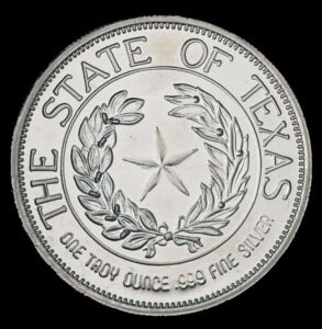 1986 State of Texas 1 oz Silver Round (CSM) reverse