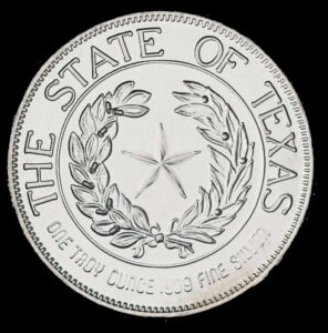 1987 State of Texas 1 oz Silver Round (CCM) reverse