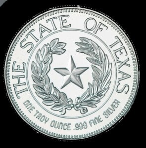 1988 State of Texas 1 oz Silver Round (No Mint Mark) reverse