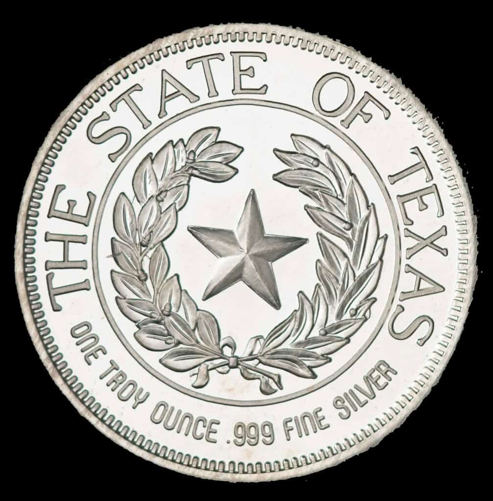 1988 State of Texas 1 oz Silver Round (P) Reverse