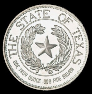 1988 State of Texas 1 oz Silver Round (P) reverse