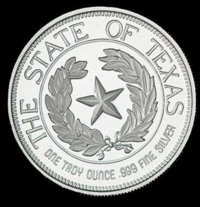 1991 State of Texas 1 oz Silver Round (CM) reverse