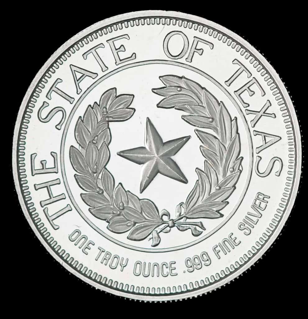 1991 State of Texas 1 oz Silver Round (CM) Reverse