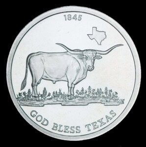 1845 God Bless Texas 1 oz Silver Round
