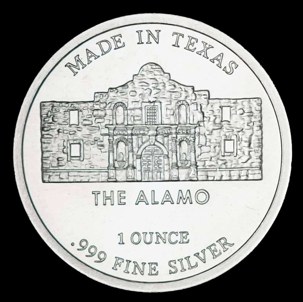1845 God Bless Texas 1 oz Silver Round Reverse