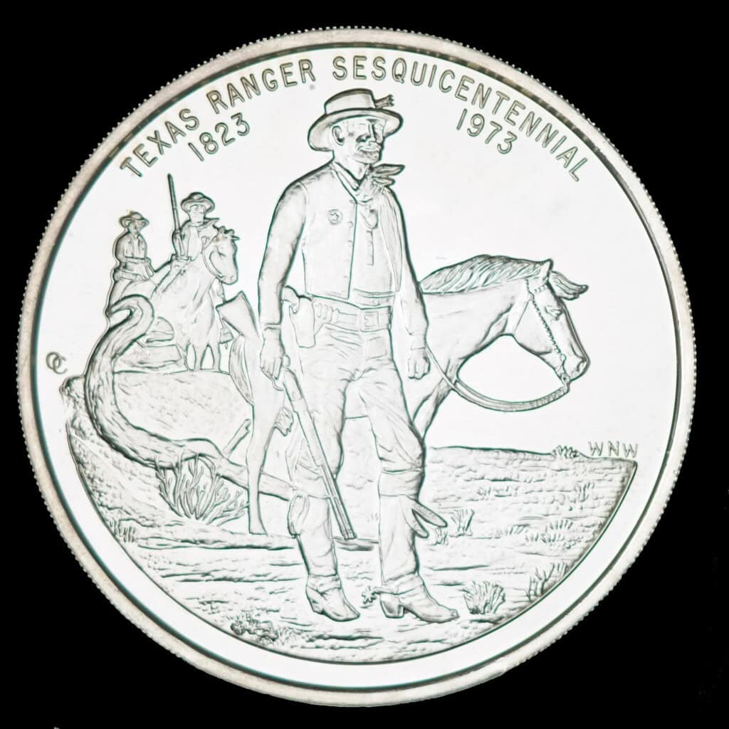 1973 Texas Rangers Commemorative Silver Round Obverse