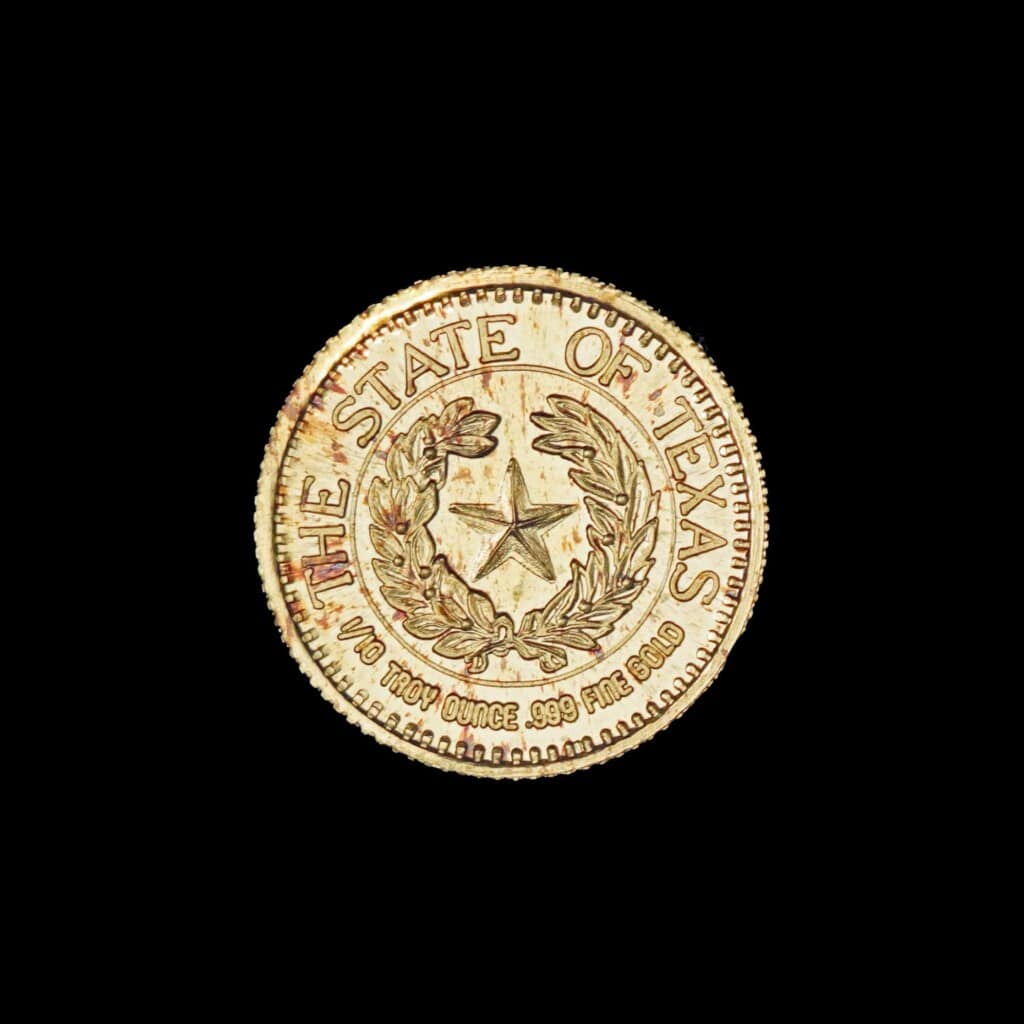 1986 State of Texas 1/10 oz Gold Round (CM) Reverse