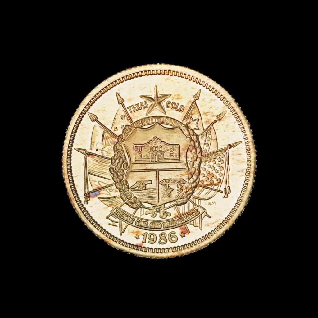 1986 State of Texas 1/4 oz Gold Round (CSM) Obverse