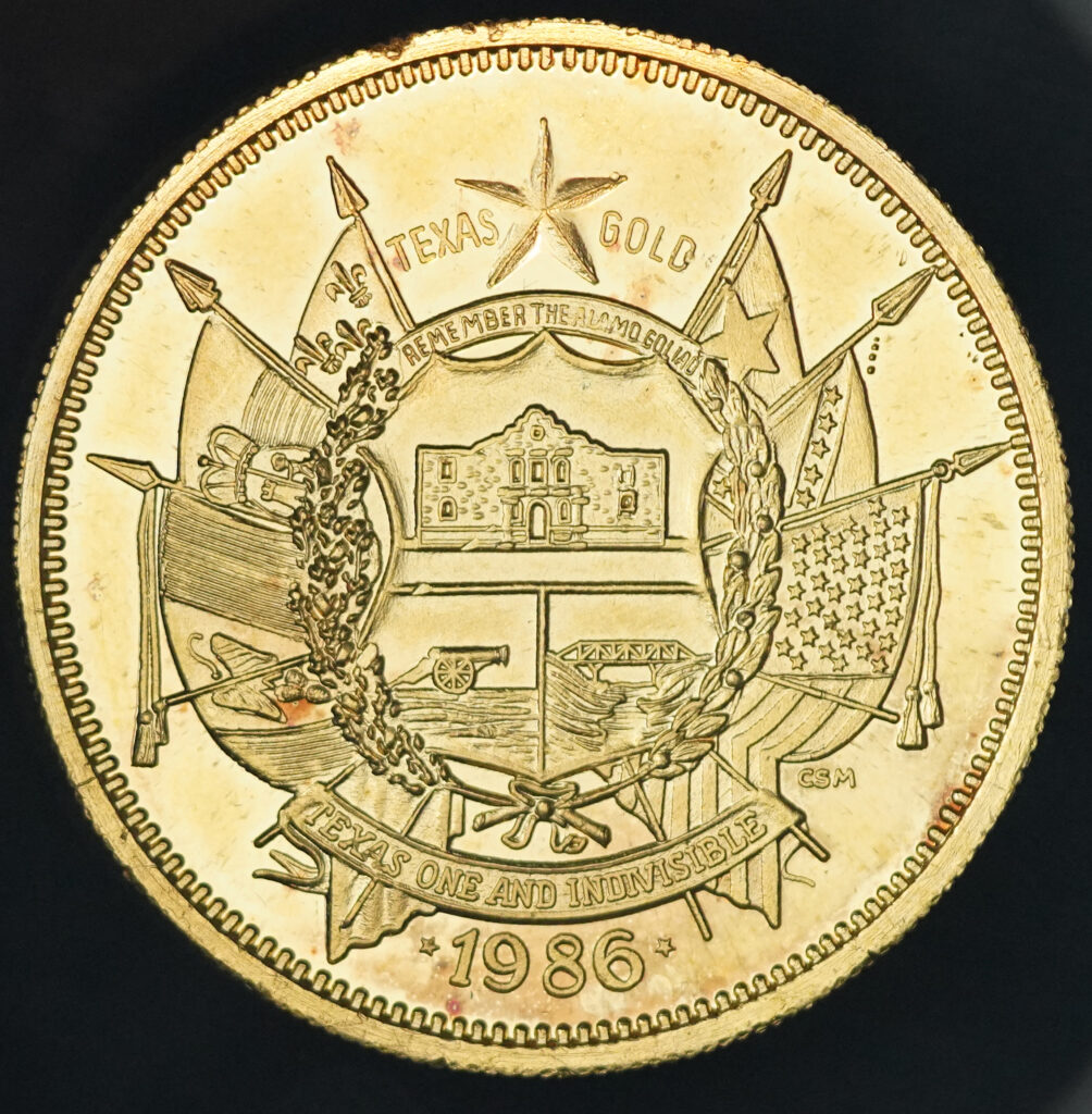 1986 1 oz Gold Official Texas Bullion Obverse