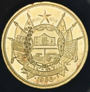 1986 State of Texas 1 oz Gold Round (CSM)