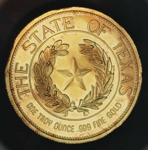 1986 State of Texas 1 oz Gold Round (CSM) reverse