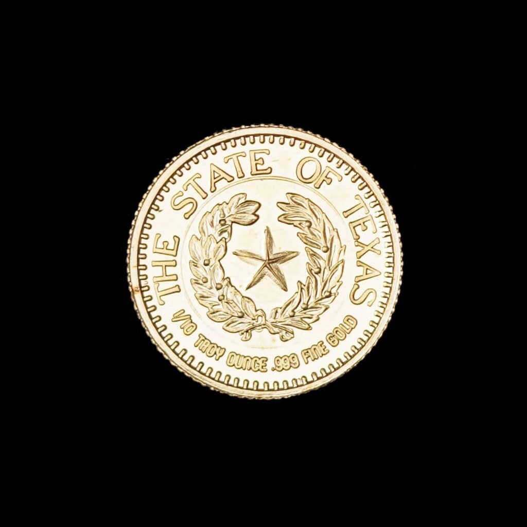 1987 Official Texas Bullion Gold 1/10 oz (CCM) Reverse