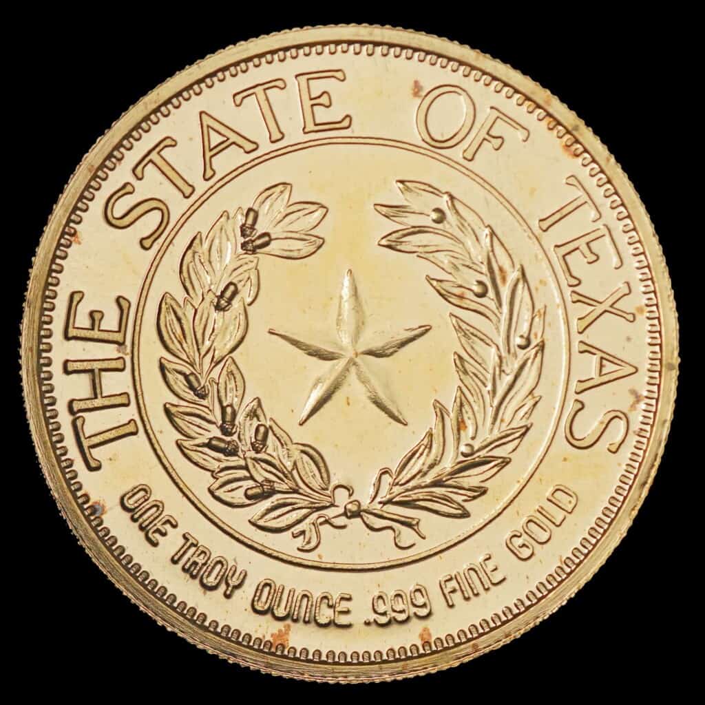 1987 Official Texas Bullion Gold 1 oz (CCM) Reverse