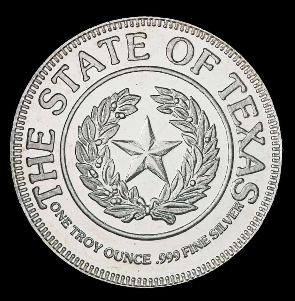1987 State of Texas 1 oz Silver Round (ACM) Reverse
