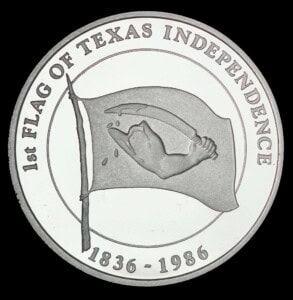 1985-86 Texas Liberty Flag Silver Round obverse