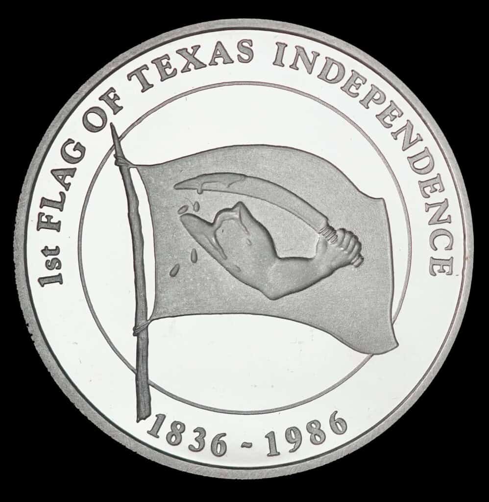 1985-86 Texas Liberty Flag Silver Round Obverse