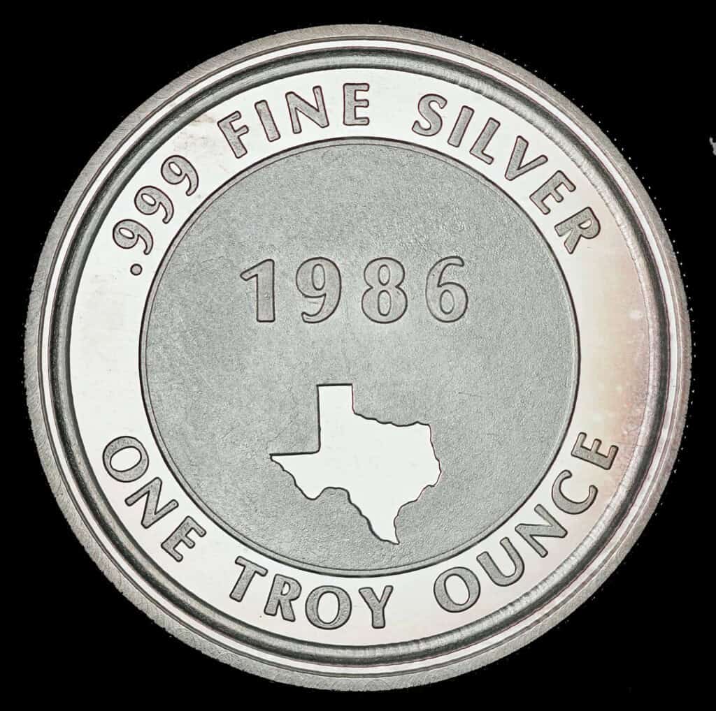 1985-86 State Flag of Texas Silver Round Reverse