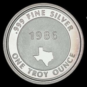 1985-86 State Flag of Texas Silver Round reverse