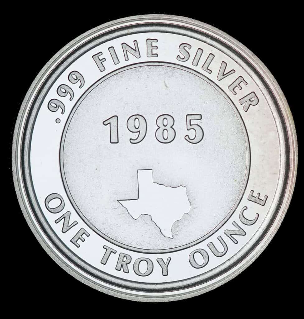 1985-86 Goliad Texas Silver Round Reverse