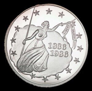 1985-86 Texas Lady Liberty Silver Round obverse