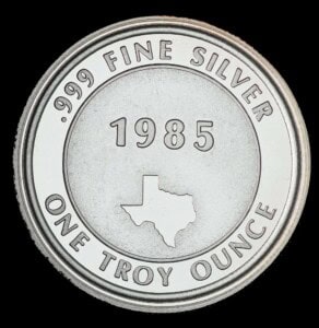 1985-86 Texas Lady Liberty Silver Round reverse