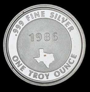 1985-86 San Jacinto Monument Silver Round reverse