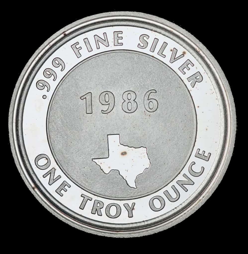 1985-86 San Jacinto Monument Silver Round Reverse