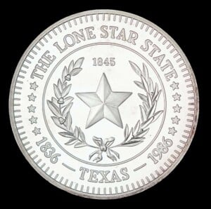 1986 The Alamo Silver Round reverse