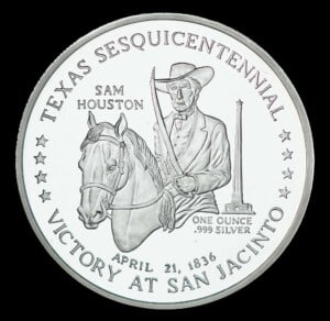 1986 Sam Houston Silver Round obverse