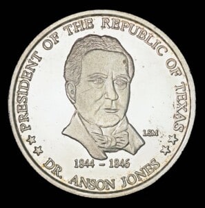 1987 Dr Anson Jones Silver Round obverse