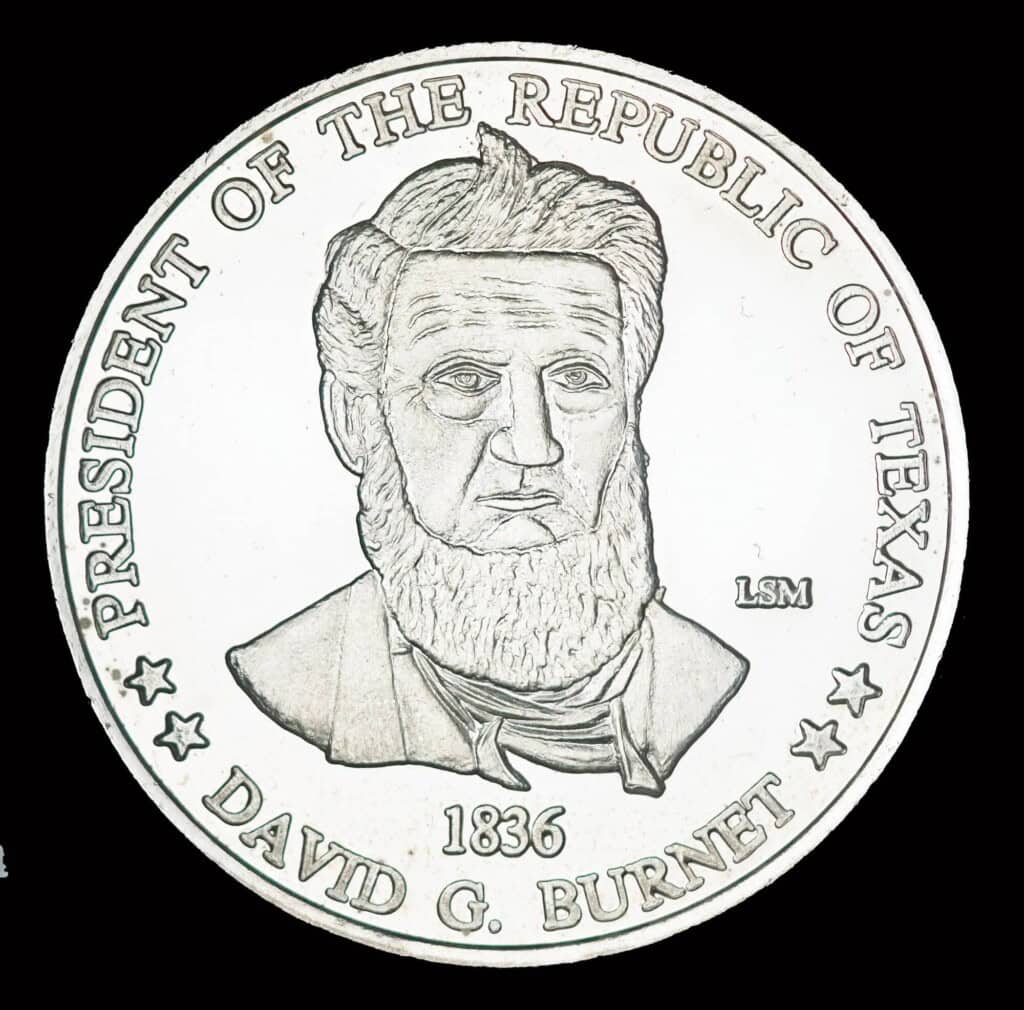 1987 David G Burnet Silver Round Obverse
