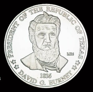 1987 David G Burnet Silver Round obverse