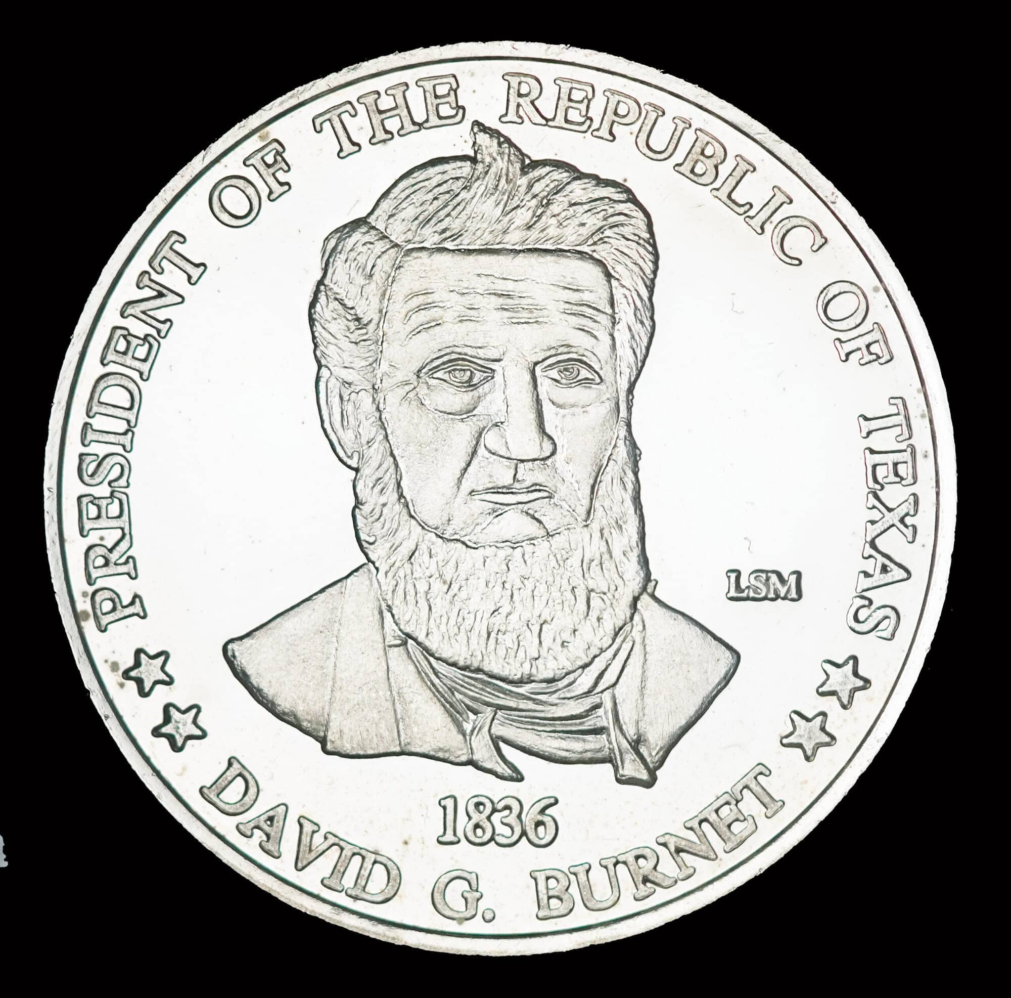 1987 David G Burnet Silver Round obverse