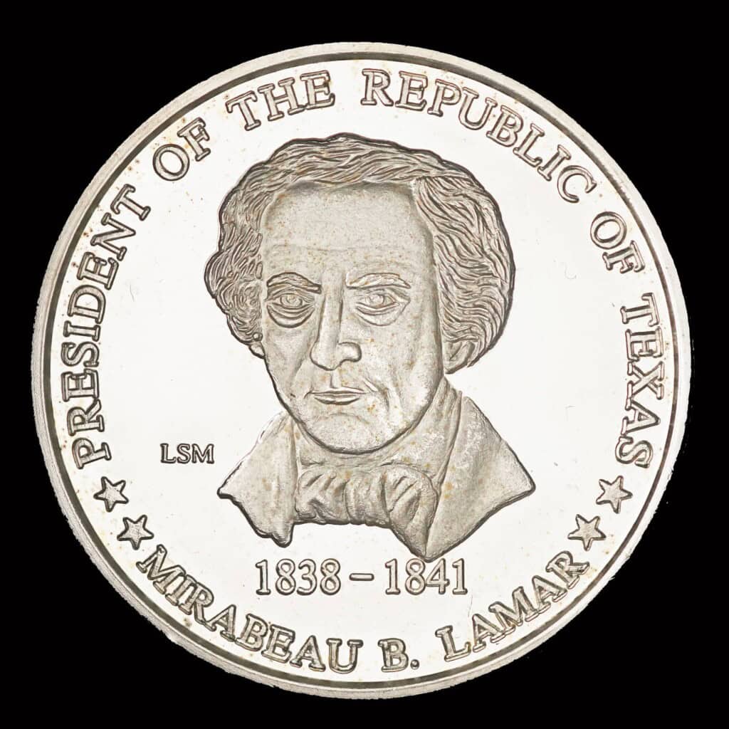 1987 Mirabeau Lamar Silver Round Obverse