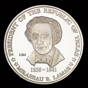 1987 Mirabeau Lamar Silver Round obverse