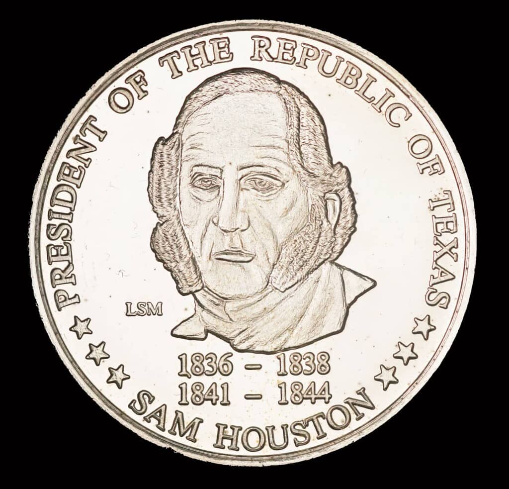 1987 Sam Houston Silver Round Obverse