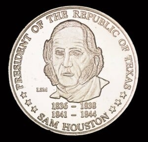 1987 Sam Houston Silver Round obverse