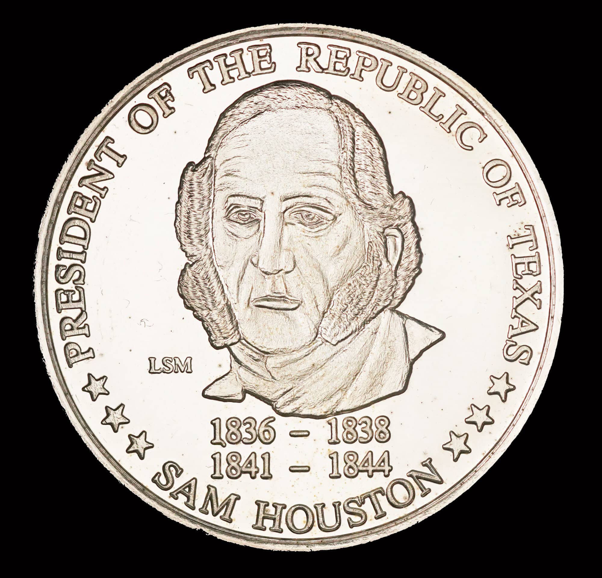 1987 Sam Houston Silver Round obverse
