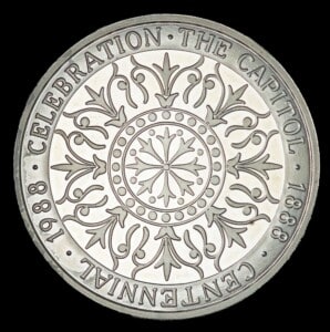 1988 Texas Capitol Centennial Silver Medal reverse