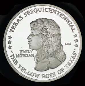 1986 Yellow Rose of Texas Silver Round obverse