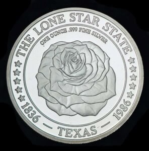 1986 Yellow Rose of Texas Silver Round reverse