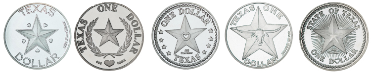 Common Reverses Texas Silver Dollars