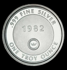 1982 Valentines Day Silver Round reverse