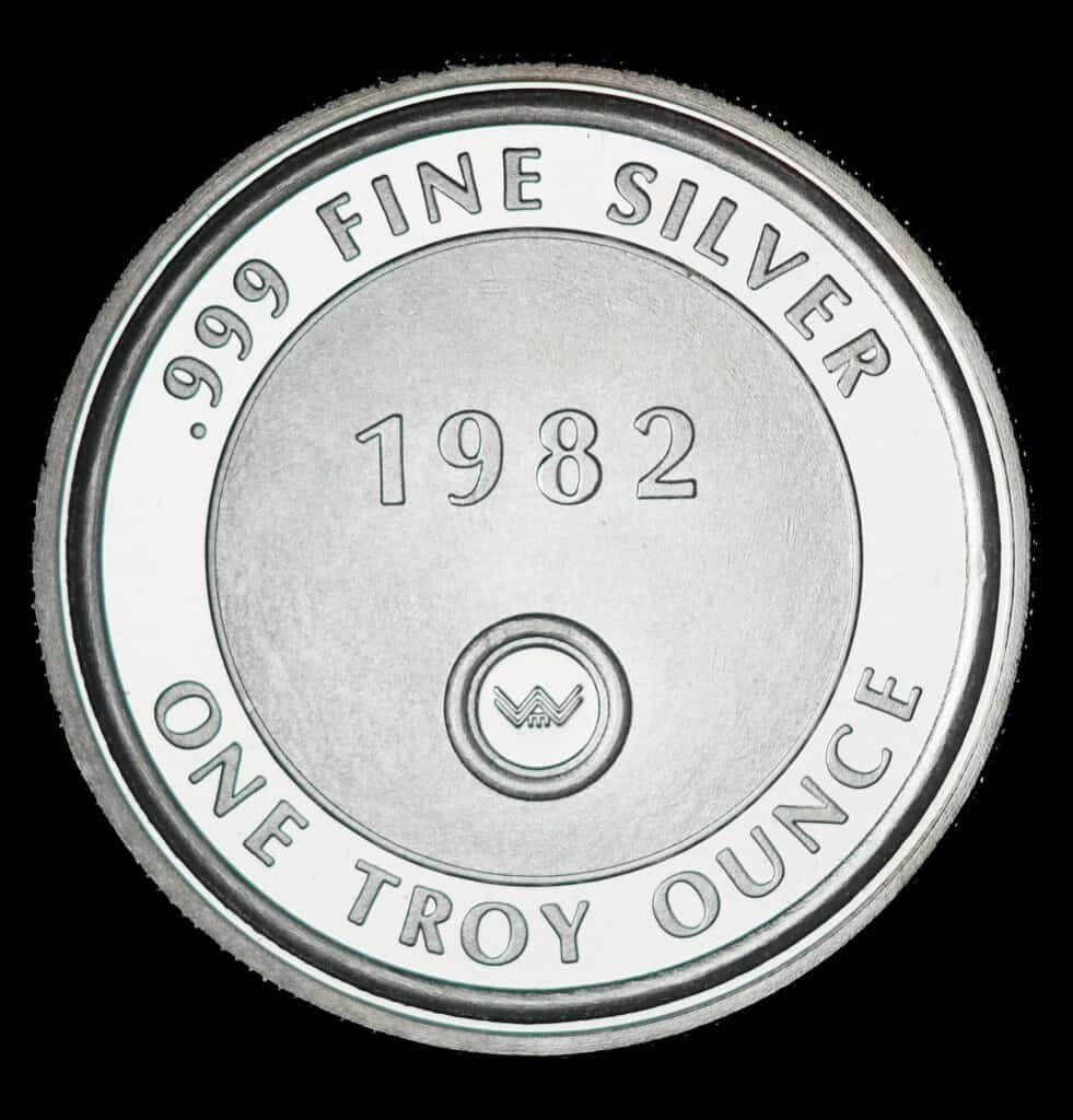 1982 Valentines Day Silver Round Reverse