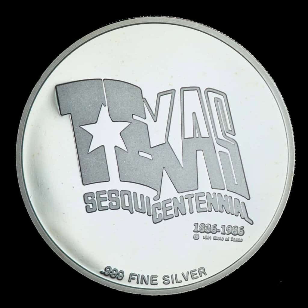 1986 Texas Sesquicentennial Logo Silver Medallion – France (Tri-State) Reverse