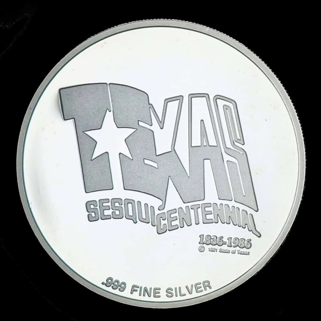 1986 Texas Sesquicentennial Logo Silver Medallion – Mexico (Tri-State) Reverse