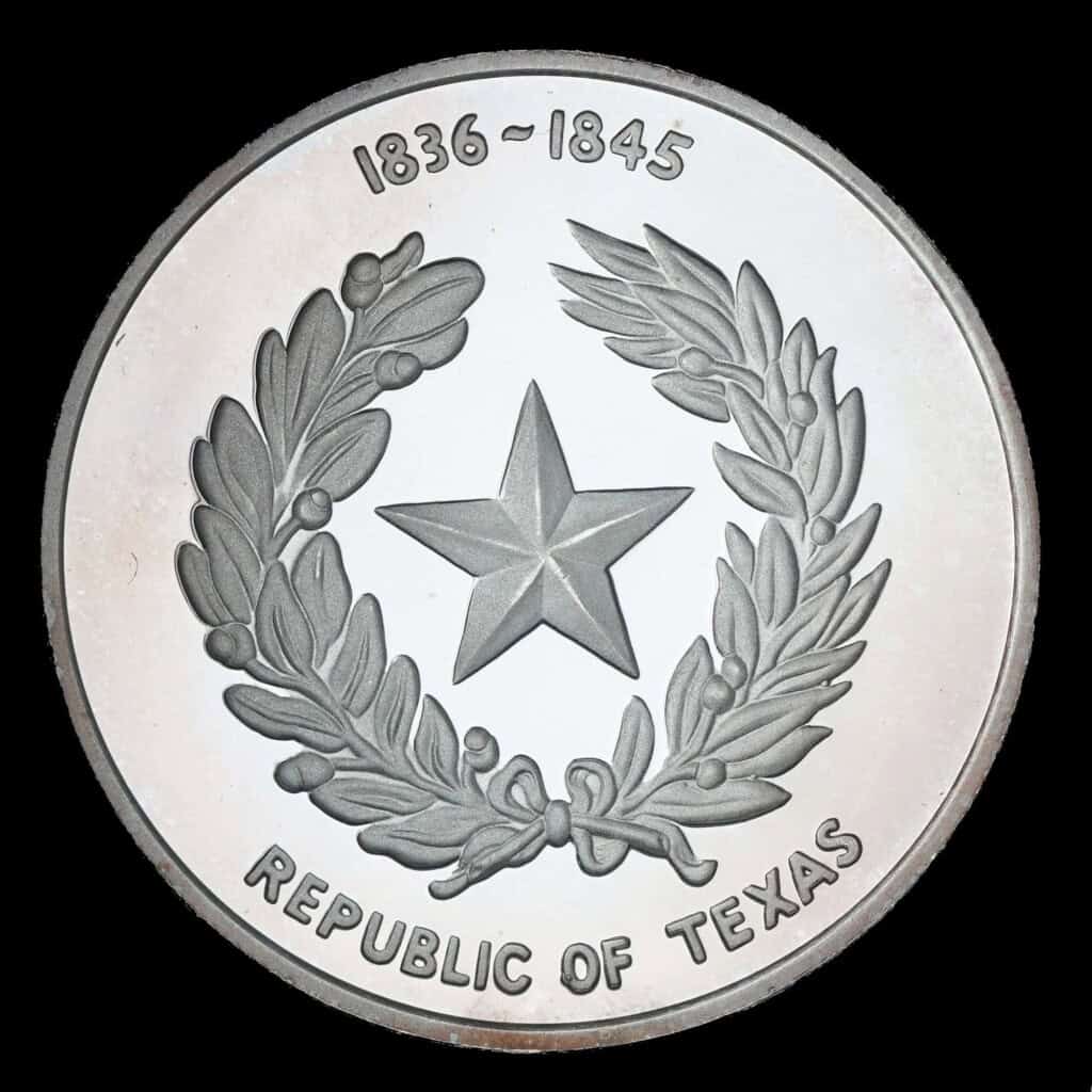 1986 Texas Sesquicentennial Logo Silver Medallion – Texas (Tri-State) Obverse
