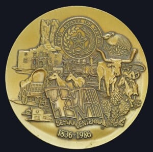 1986 Texas Sesquicentennial Bronze Medallion Paperweight obverse